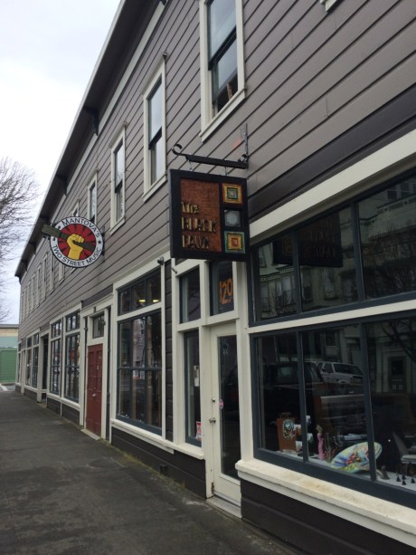 The gallery front with the new sign.